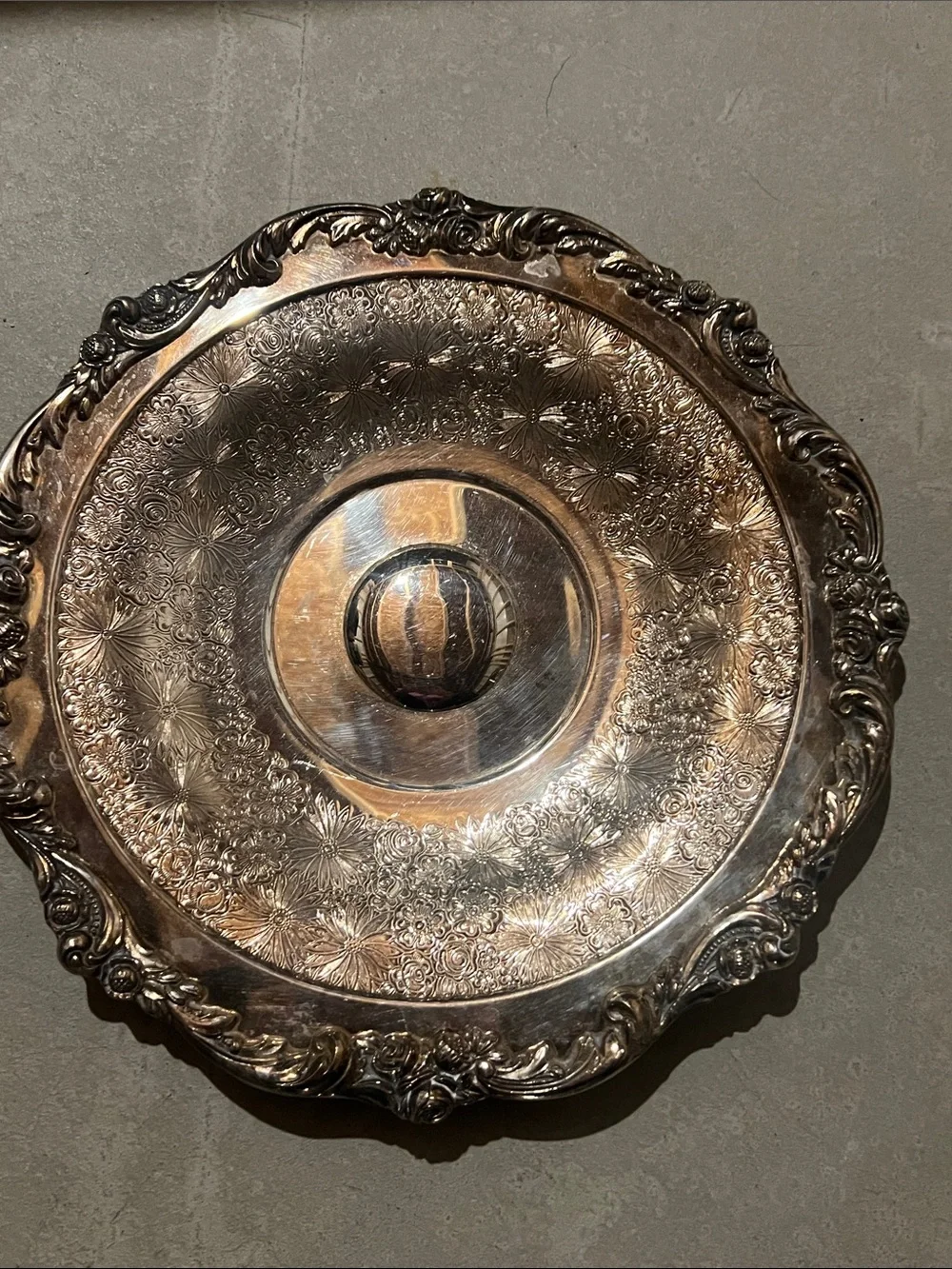 Ornate Silver Decorative Serving Platter - Classic Home Dining